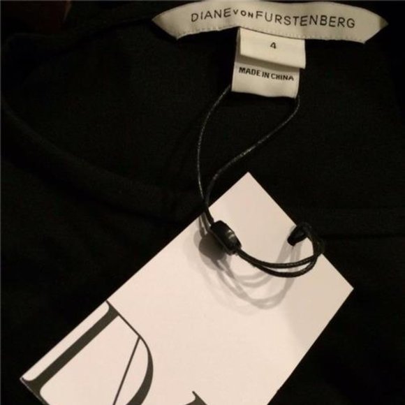 DVF Diane Von Furstenberg DHALIA Silk Tie Belt Dress Batik Midnight Black
